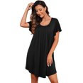 thumbnail image 3 of JWD Womens Nightgown Short Sleeves Sleepwear Soft Loose Sleepshirt Scoopneck Pleated Nightshirt Loungewear, 3 of 5