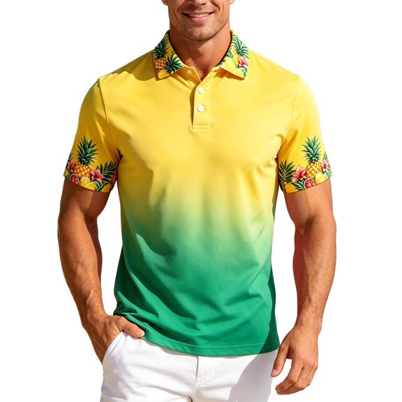 Mens Shirts Short Sleeve Button Down Print Plus Size Mens Clothing,Yellow,4XL
