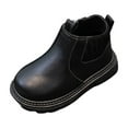 thumbnail image 2 of BLTIBY Girls Ankle Boot Plush Lined/Fall Chelsea Boots Fashion Side Zipper Boots Waterproof Combat Shoes for Toddler/Little Kid Black 3.5-4Years, 2 of 4