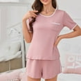 thumbnail image 2 of Chbgutlmr Pajamas for Women Set Crewneck Short Sleeve T Shirts and Shorts Sleepwear Sets Loose Casual Homewear Pjs with Pockets, 2 of 4