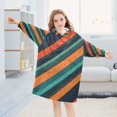 thumbnail image 5 of FORMRS Wearable Blanket Hoodie with Sleeves for Kids Cozy Flannel Sweatshirt, Retro Stripes, 5 of 7