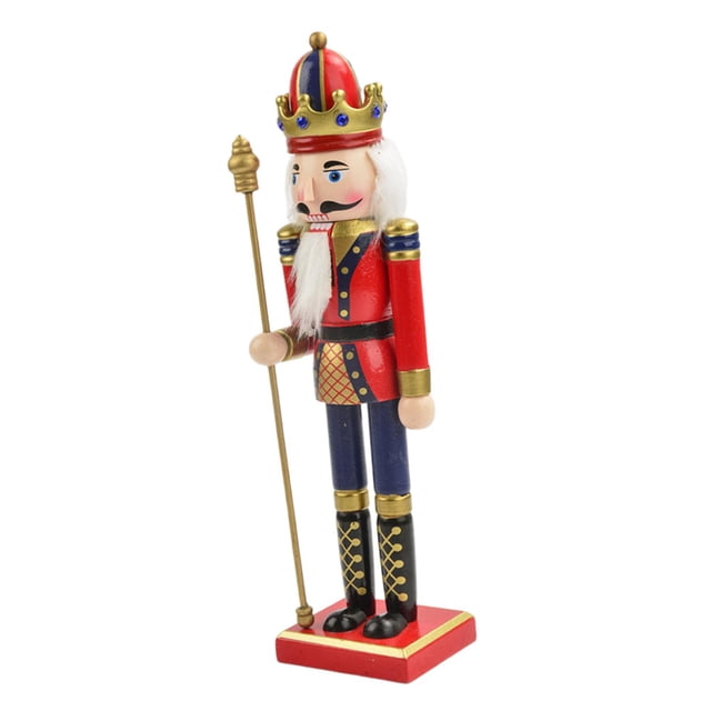 Figuras de Cascanueces pintadas a mano, artesanía de 12 pulgadas, adorno de decoración navideña para dormitorio, exterior, año Nuevo, regalos de Rojo perfecl Figurita de Cascanueces