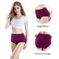 thumbnail image 5 of Wirarpa Women's Underwear High Waisted Full Coverage Cotton Briefs 4 Pack(2XL, Black/Fuschia/Blue/Beige), 5 of 6