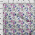 thumbnail image 3 of oneOone Cotton Jersey Medium Blue Fabric Asian Floral Craft Projects Decor Fabric Printed By The Yard 58 Inch Wide, 3 of 4