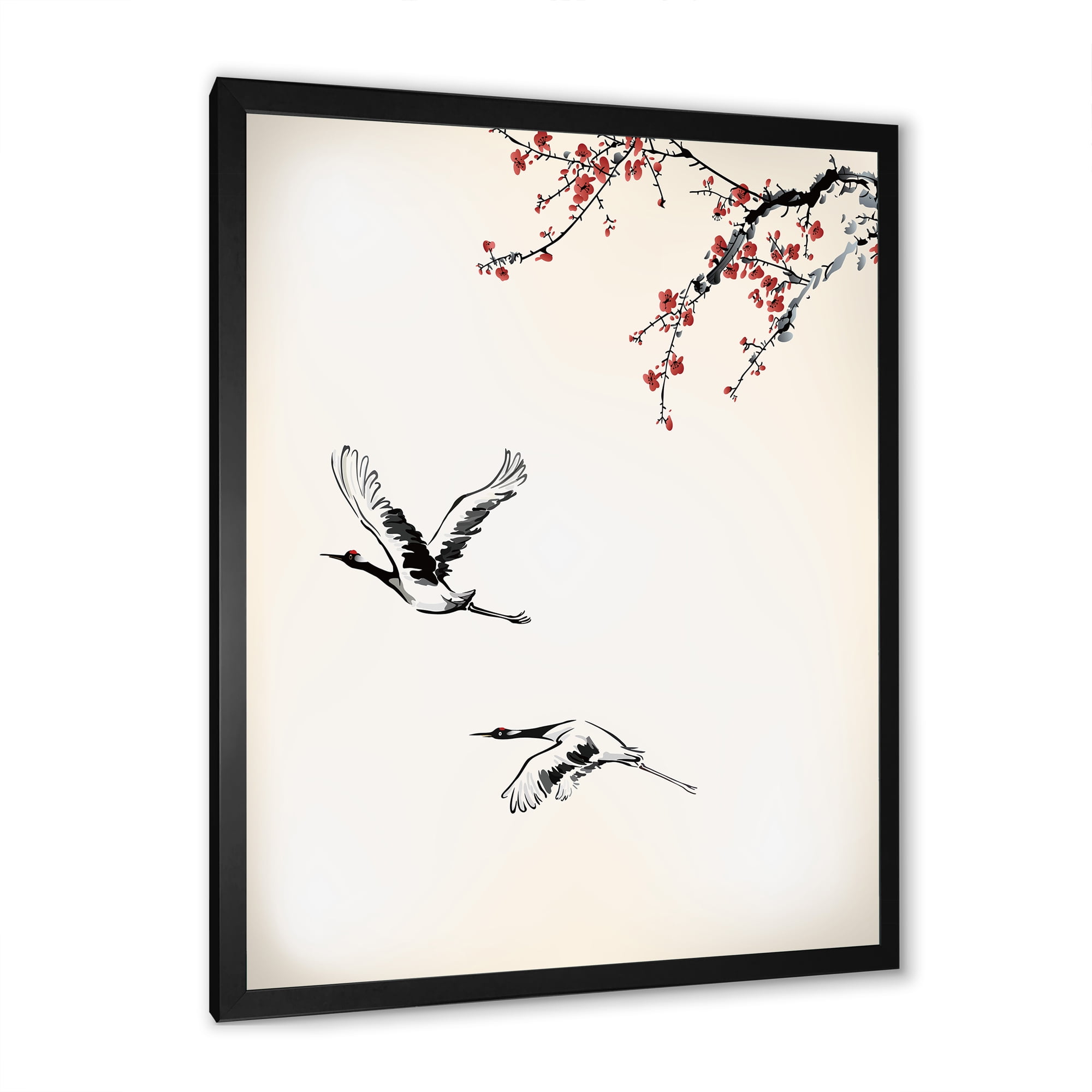Designart 'Flying Two Sweet Winter Birds' Traditional Framed Art Print