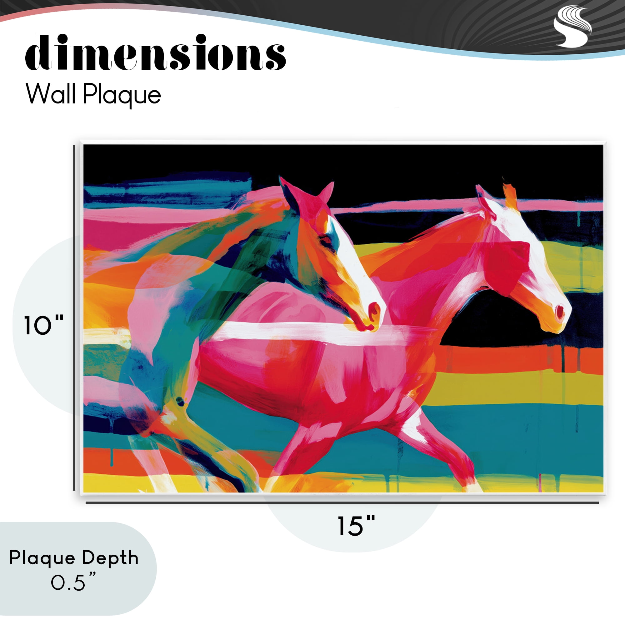 Stupell Industries Wild Horses Running Through Stripes Wall Plaque Art, design by Chromatic Storm Studio