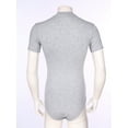 thumbnail image 6 of Lejafay Men's Short Sleeve Undershirt One Piece Leotard Top Press Button Crotch Shirt Bodysuit Slim Grey M, 6 of 7