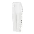 thumbnail image 2 of Bovemsi Casual Pants for Women Fashion Solid Color Cotton Flax Elastic Long Beach Leisure Trousers Linen with Pockets, 2 of 6