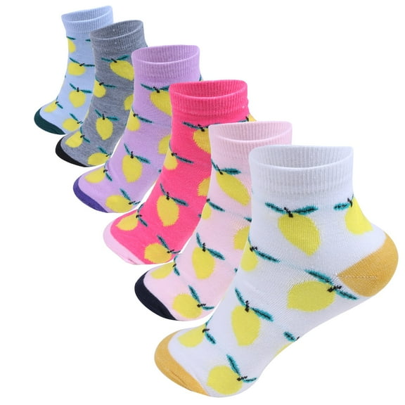 12 Pairs Assorted Women's Lightweight Cotton Socks Lemon Casual Low Cut Ankle Size: 9-11