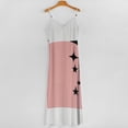 thumbnail image 5 of Pink Square Black Starburst Design Sleeveless Suspender Dress Summer Fashion Casual Long Dress, 5 of 9