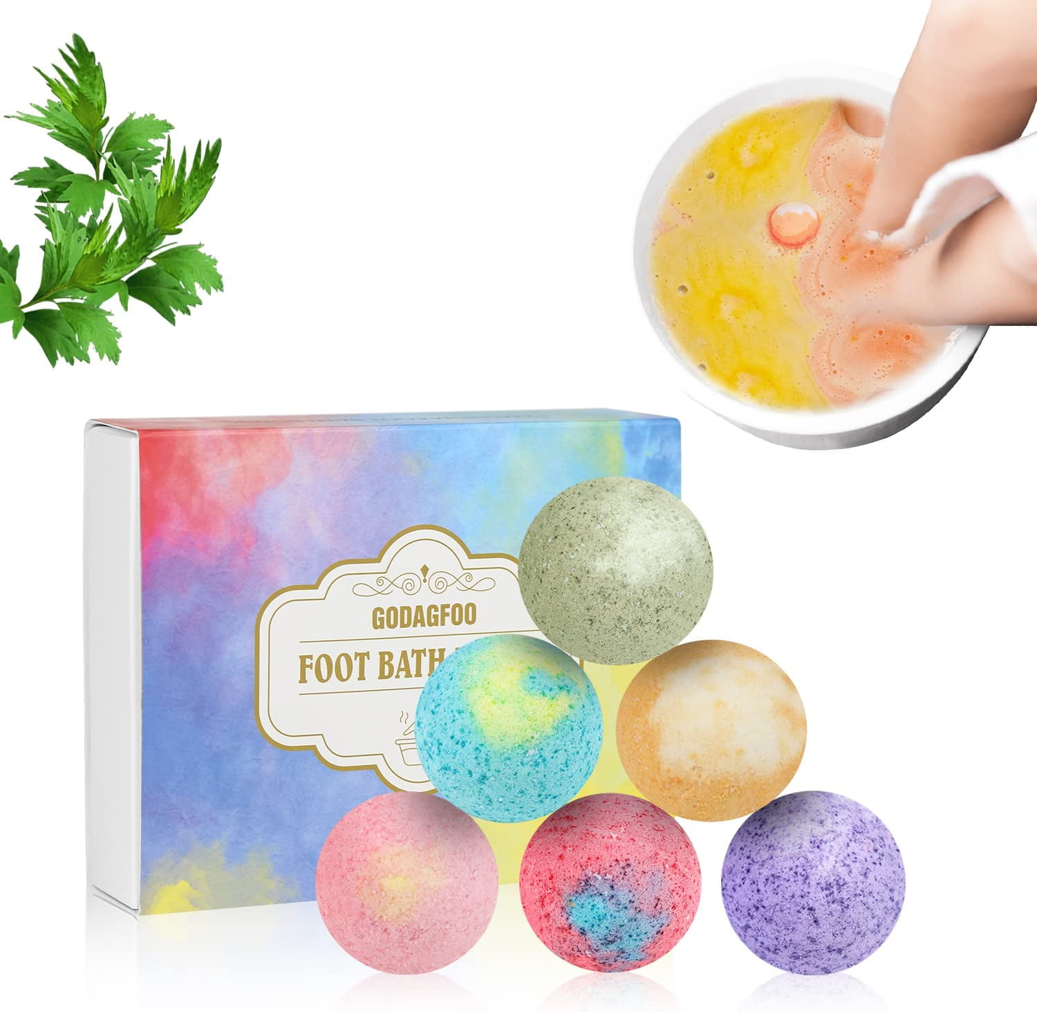 Foot Soak Foot Bath Bombs 12 Pcs, Foot Soak Salts Rich Essential Oils, Foot Care Foot Spa Kit