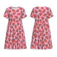 thumbnail image 3 of Bixox Robe d'Été à Manches Courtes pour Femmes Robe Ample Longueur Genou avec Poches-Fraise, 3 of 7