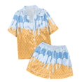 thumbnail image 3 of Hiiyo Girls Pajamas Ice-Cream Print Short Sleeve Button Shirt Shorts Sleepwear Set, 3 of 3