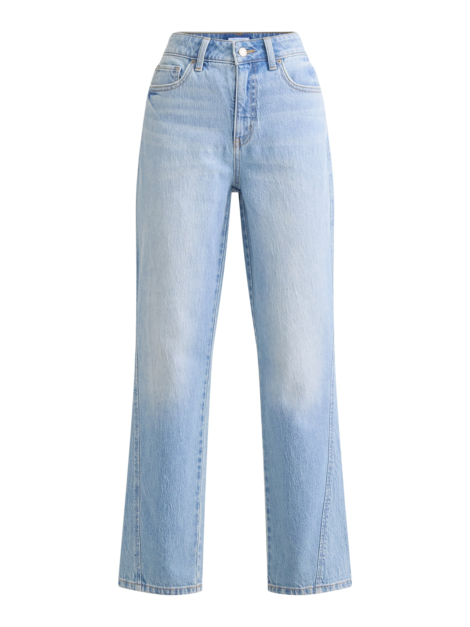 Time and Tru Women's High Rise Relaxed Straight Leg Jeans, 30" Inseam, Sizes 0-22