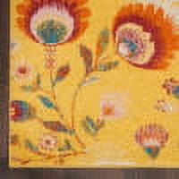 Nourison Allur Floral Yellow Multicolor 9' x 12' Area Rug, (9x12)