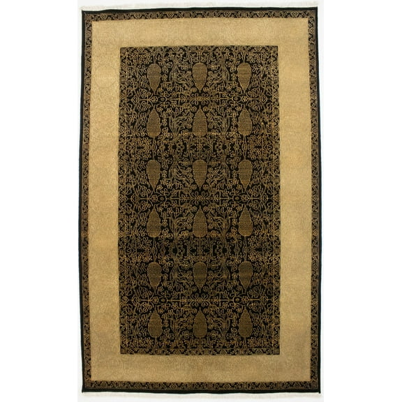 Black Floral 5X8 Modern Oriental Rug