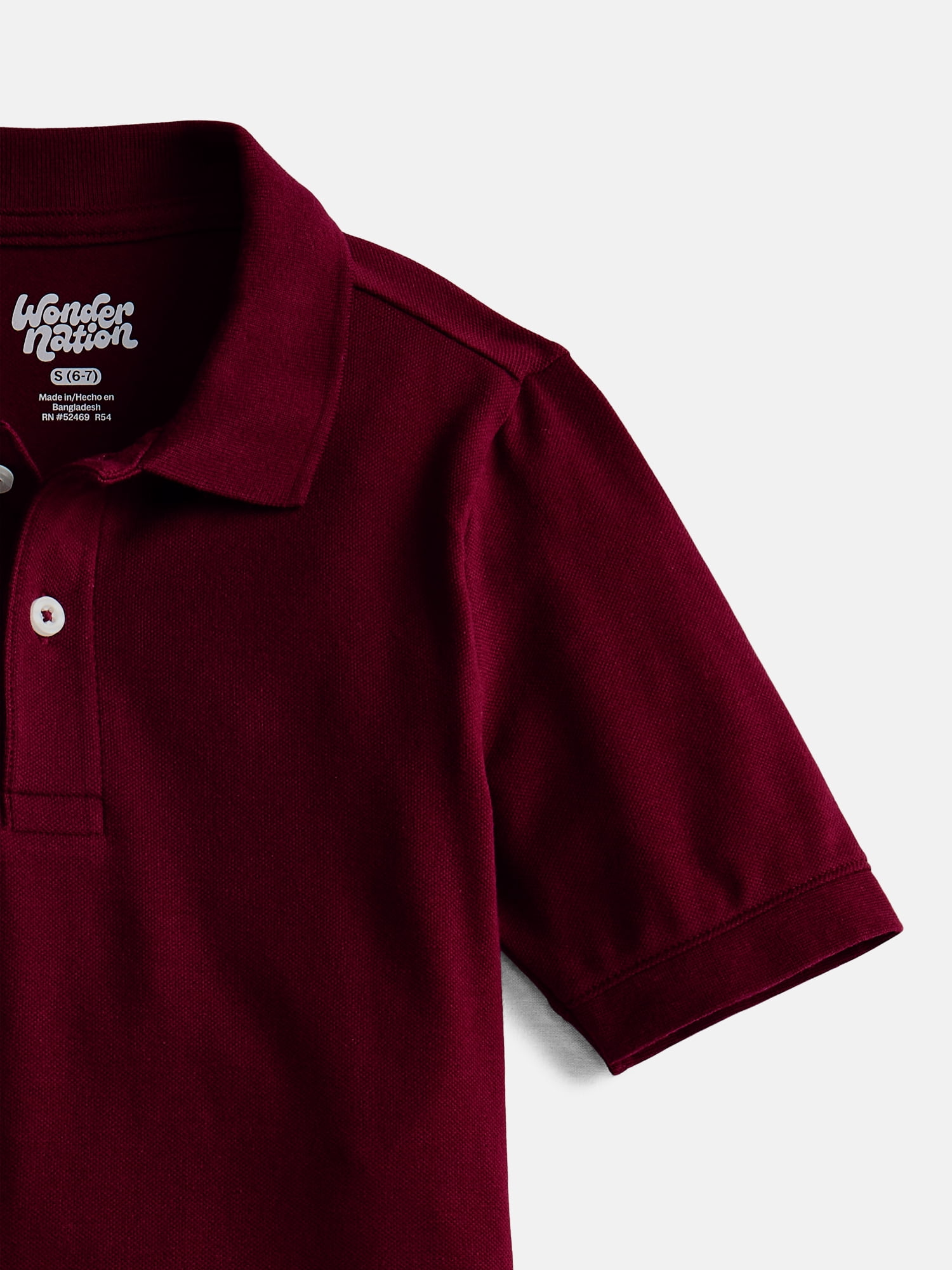 Wonder Nation Boys School Uniform Pique Polo Shirt with Short Sleeves, Size 4-18