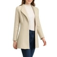 thumbnail image 4 of INSPIRE CHIC Women's Lapel Collar Buttoned Outwear Elegant Work Notch Trench Winter Coat M Beige, 4 of 7