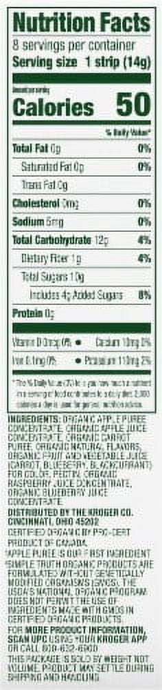2X - Simple Truth Organic Raspberry & Blueberry Fruit & Veggie Strips 8 ct / 0.5 oz
