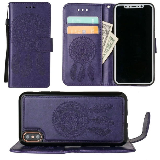 Apple iPhone X Wallet Case, Slim PU Leather Embossed Design with