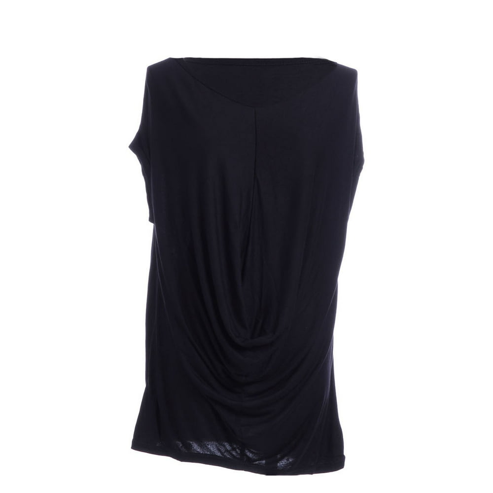 Feinuhan - S/M Fit Black Drape Drooping Front Dolman Sleeve Oversize T ...