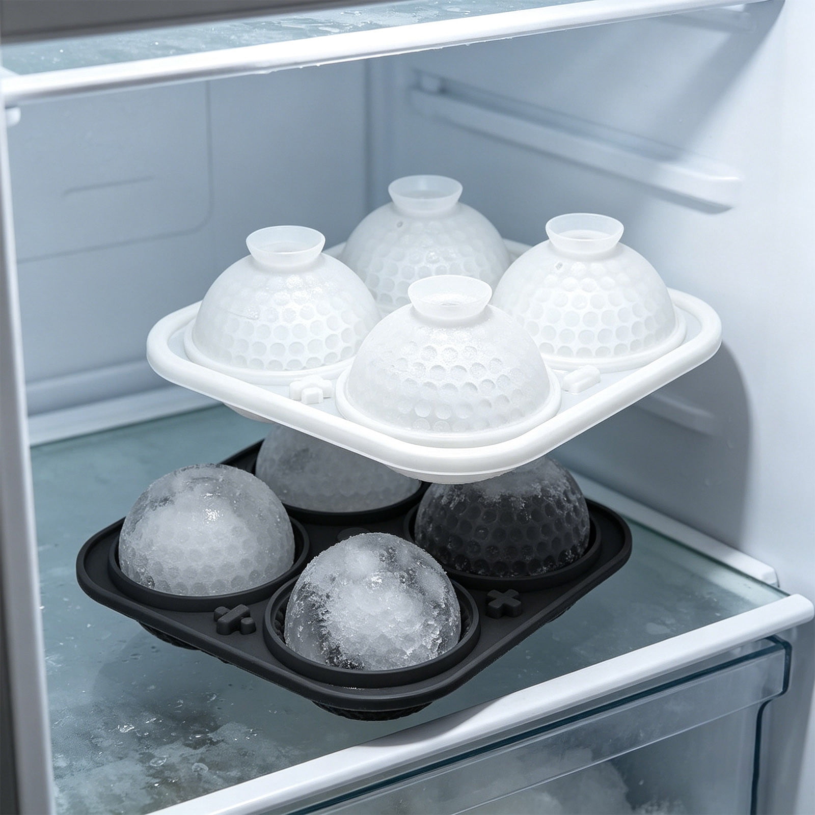 Werulen Golf Shape Integrated Ice Mold with Funnel Guide for Easy Filling and Flexible Demolding,Home Bar Whiskey Cocktail and Various Beverage Chilling,Ice Ball Maker,Freezer Mold,Drink Chilling