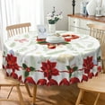 thumbnail image 2 of Nanqianyi Christmas Round Tablecloth 70 inch, Blooming Red Flowers Xmas Candy Berry Printed Washable Table Cloths for Kitchen Festive Decor, 2 of 10