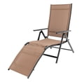 thumbnail image 4 of Textilene Outdoor Lounge Chaise Folding Reclining Chair with Adjustable Back Brown, 4 of 9