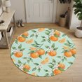 thumbnail image 2 of Washable Round Rugs 3ft Oranges Fruits Circle Rug Non-Slip Soft Non-Shedding Low-Profile White Florals Farmhouse Green Leaves Small Area Rug Carpet for Living Room Bedroom Dining Room Home Decor, 2 of 8