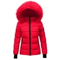 thumbnail image 2 of Aboser Womens Puffer Jackets with Faux Fur Hood Winter Warm Bubble Jacket Coat Windproof Stand Collar Outerwear Full Zip Long Sleeve Coats with Pockets, 2 of 8