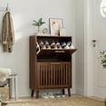 thumbnail image 4 of Semiocthome 23.6" Shoe Storage Cabinet with 2 Flip Louvered Drawers for Entryway, Hallway, Walnut, 4 of 10