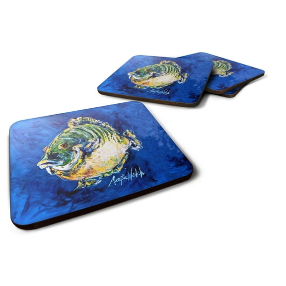 Carolines Treasures MW1307FC Blue Gill Foam Coaster Set of 4 3 1/2 x 3 1/2 multicolor
