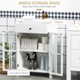 thumbnail image 4 of HOMCOM Kitchen Cabinet, Storage Cabinet, Sideboard Buffet Cabinet with Double Glass Doors for Kitchen, Dining Room, White, 4 of 10