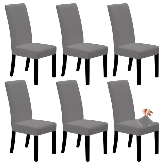 Fundas elásticas para sillas de comedor, 6 unidades, de Easy-Going, color gris claro