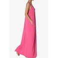 thumbnail image 4 of TheMogan Women's Casual V-Neck Draped Jersey Cami Long Maxi Dress W Pocket Summer Beach Fuchsia 1X, 4 of 6