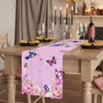 thumbnail image 2 of Table Runners 70 Inches Long Dress Scarves, Pink Flower Farmhouse Coffee/Dining/Kitchen Table Decor, Holiday Table Runner, Spring Floral Butterfly Elegant Pastoral Birds 13x70 Inch, 2 of 9