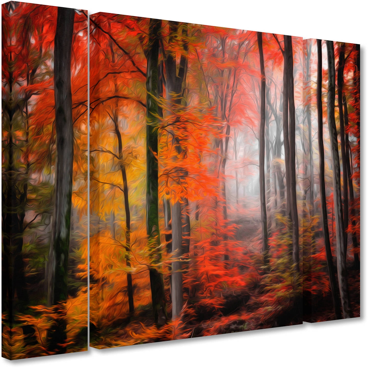 Trademark Fine Art "Wildly Red" Canvas Art by Philippe Sainte-Laudy Three Panel Set