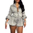 thumbnail image 1 of Rompers Unybwonn para mujer, manga larga, cuello en V, manga larga, con cordón, 1 of 6