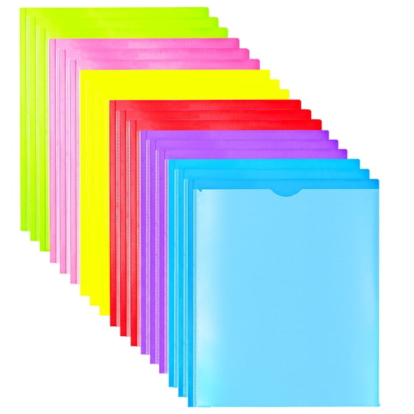 WOT I Heavy Duty Folders with Clear Front Pockets -18 Pack, Extra Thick Plastic Folders with 3 Pocekts and 3 Prongs for Letter Size Paper/Assorted Co