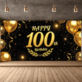 thumbnail image 5 of LUUFILx Golden 100th Birthday Backdrop Banner Happy Birthday Background Photography Props Party Supplies Decorations Anniversary Celebration Decors, 5 of 8