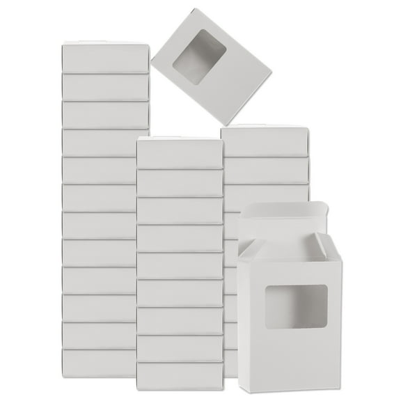 32Pcs Soap Packaging Boxes 2.4x3.3x1.2 Inch Kraft Soap Box with Window(Rectangle, White)