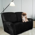thumbnail image 2 of Loveseat Recliner Cover Leather Look Recliner Loveseat Covers Recliner Sofa Cover for 2 Seater Reclining Couch Spandex Fabric Washable 6 Pieces (2 Seater, 02 Black), 2 of 13
