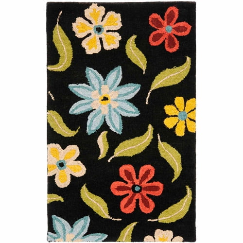SAFAVIEH Blossom Maria Floral Wool Area Rug, Black/Multi, 3' x 5'