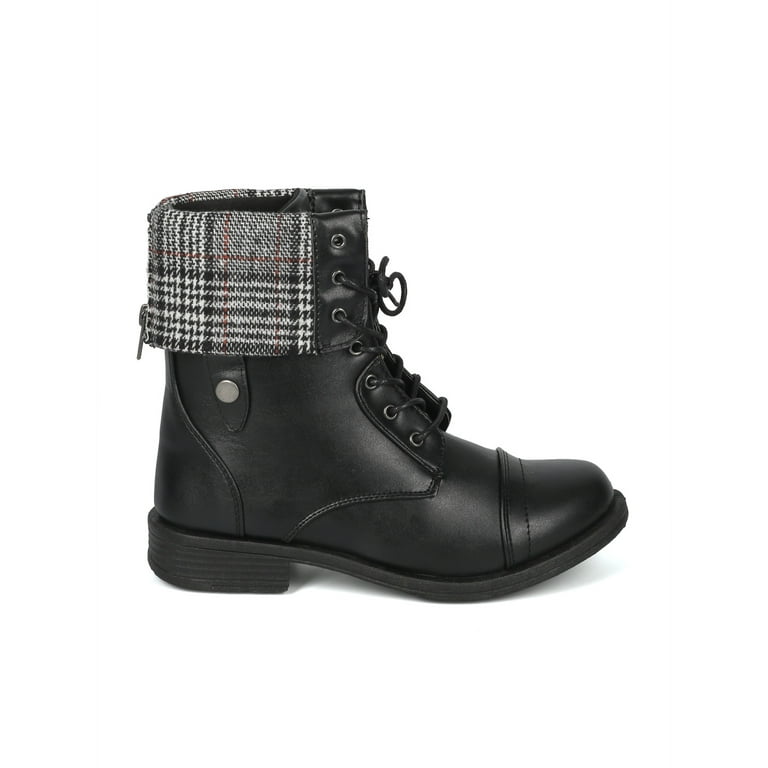 Boots that fold store down with plaid