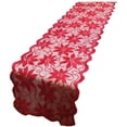 thumbnail image 4 of Chemin de Table de Noël avec Feuilles Rouges en Dentelle Décoration de Table de Festival pour Fêtes et Rassemblements, 100 % Polyester, 13 X 72 Pouces, 4 of 4