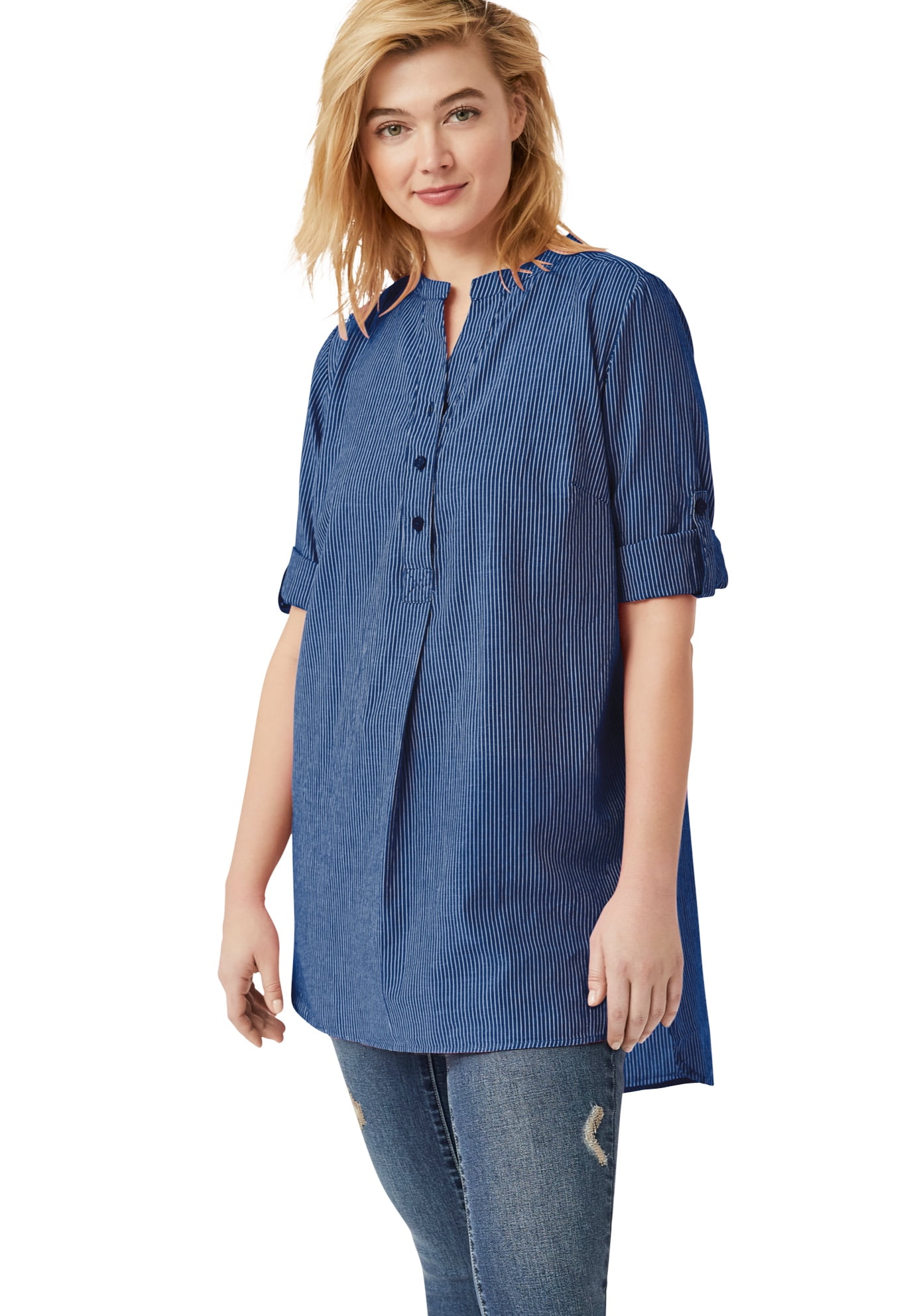 Ellos Ellos Women's Striped Henley Tunic Tunic