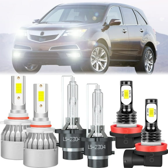 For Acura MDX 2007-2013 - 6000K LED HID Headlight   Fog Light 6x Bulbs Combo Kit