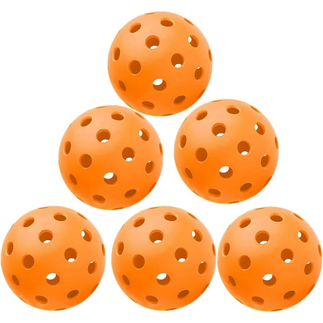 Balles de Pickleball de Performance Extérieures, Qualité Tournoi, 40 Trous, Haute Durabilité, (Orange, Lot de 6)