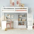 thumbnail image 2 of Twin Size Loft Bed with L-Shaped Desk and Drawers, Cabinet and Storage Staircase, White, 2 of 18