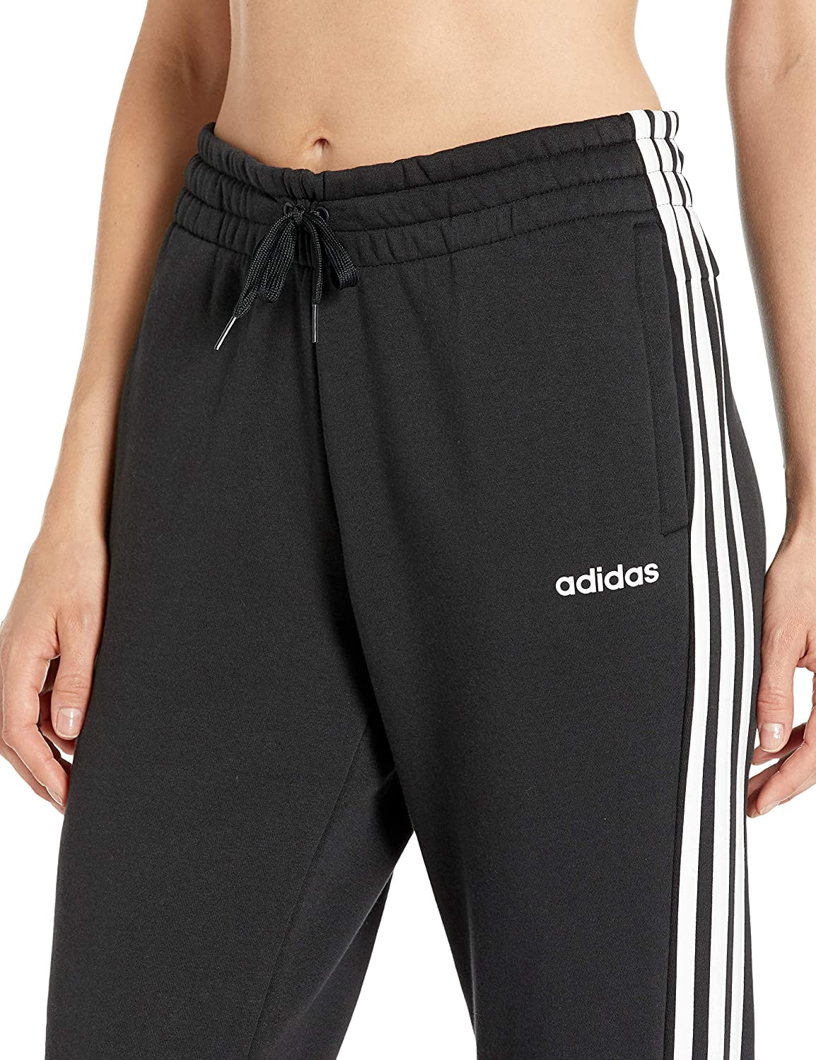 adidas Essentials Women's 3-Stripes Fleece Joggers, Black/White, XX-Small
